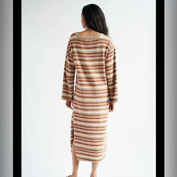 NEW FREE PEOPLE TOES IN THE SAND STRIPED SWEATER MIDI DRESS - Picture 3 of 4